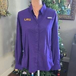Purple LSU Women's Button Down Shirt
